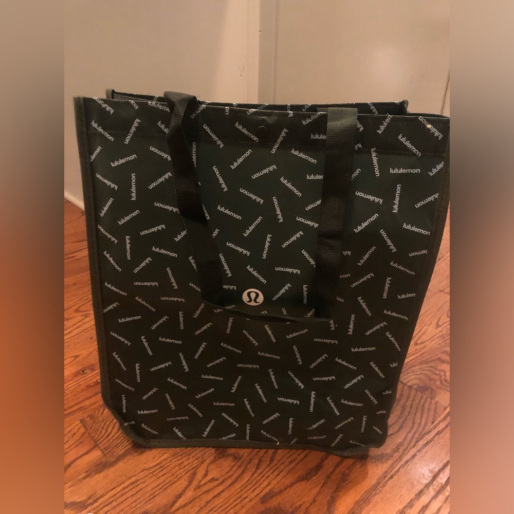 Lululemon Athletica Reusable Large Black Logo Bag